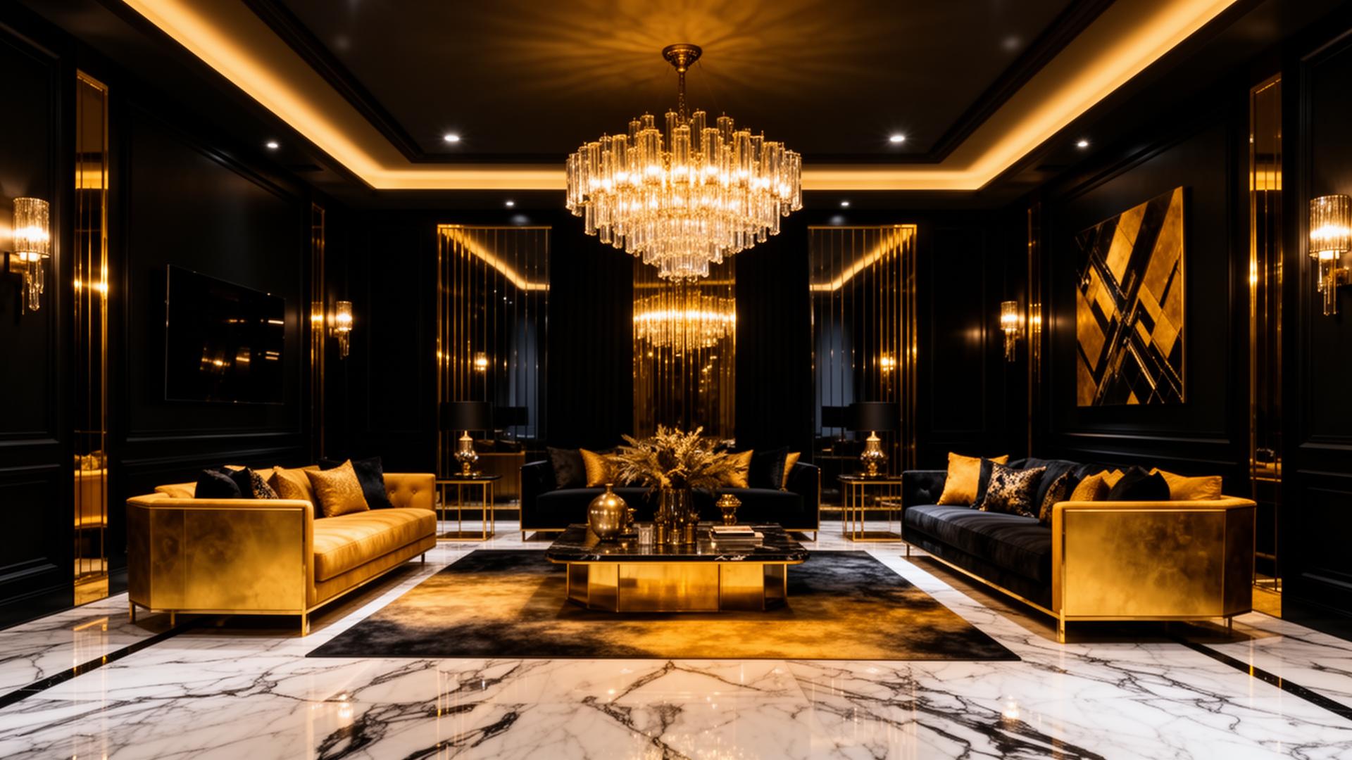 Luxurious gold and black interior by Temanigold Empire